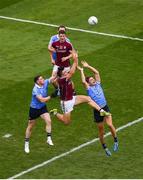 11 August 2018; Damien Comer of Galway in action against Philip McMahon, left, and Michael Fitzsimons of Dublin during the GAA Football All-Ireland Senior Championship semi-final match between Dublin and Galway at Croke Park in Dublin. Photo by Daire Brennan/Sportsfile