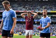 11 August 2018; A dejected Shane Walsh of Galway leaves the pitch alongside Michael Fitzsimons, left, and Jonny Cooper of Dublin following the GAA Football All-Ireland Senior Championship semi-final match between Dublin and Galway at Croke Park in Dublin. Photo by Brendan Moran/Sportsfile
