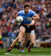 11 August 2018; Michael Darragh Macauley of Dublin is tackled by Adrian Varley of Galway during the GAA Football All-Ireland Senior Championship semi-final match between Dublin and Galway at Croke Park in Dublin.  Photo by Ray McManus/Sportsfile