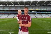 11 August 2018; Gary O'Donnell of Galway with his son Fionn, age 1, after the GAA Football All-Ireland Senior Championship semi-final match between Dublin and Galway at Croke Park in Dublin.  Photo by Piaras Ó Mídheach/Sportsfile