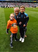 11 August 2018; GAA legend and former Dublin goalkeeper John O'Leary who walked onto the pitch with his sons Tom, age 7, and Jack, age 9. Tom presented the ball to the referee, Barry Cassidy, on behalf of the Jack & Jill Children's Foundation at Croke Park in Dublin. Tom, who has a very rare condition, has been supported by Jack & Jill home nursing care and John is a board member and ambassador for the charity. Photo by Ray McManus/Sportsfile