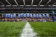 11 August 2018; Dublin players prior to the GAA Football All-Ireland Senior Championship semi-final match between Dublin and Galway at Croke Park in Dublin. Photo by Stephen McCarthy/Sportsfile