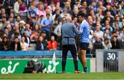 11 August 2018; Cian O'Sullivan of Dublin is treated for an injury before being taken off during the GAA Football All-Ireland Senior Championship semi-final match between Dublin and Galway at Croke Park in Dublin.  Photo by Piaras Ó Mídheach/Sportsfile