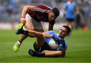 11 August 2018; Niall Scully of Dublin in action against Damien Comer of Galway during the GAA Football All-Ireland Senior Championship semi-final match between Dublin and Galway at Croke Park in Dublin.  Photo by Piaras Ó Mídheach/Sportsfile