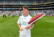 11 August 2018; Croke Park Community flagbearer Oscar Mullen during the GAA Football All-Ireland Senior Championship semi-final match between Dublin and Galway at Croke Park in Dublin. Photo by Stephen McCarthy/Sportsfile