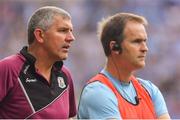11 August 2018; Galway manager Kevin Walsh, left, with selector Brian Silke during the GAA Football All-Ireland Senior Championship semi-final match between Dublin and Galway at Croke Park in Dublin.  Photo by Brendan Moran/Sportsfile