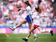 12 August 2018; Shannon Davey, Holy Family NS, Tubbercurry, Co Sligo, representing Monaghan, during the INTO Cumann na mBunscol GAA Respect Exhibition Go Games at the GAA Football All-Ireland Senior Championship Semi Final match between Monaghan and Tyrone at Croke Park in Dublin.  Photo by Stephen McCarthy/Sportsfile