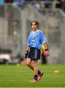 11 August 2018; Saoirse Martin, St Mary’s PS, Newtownbutler, Fermanagh, representing Dublin, during the INTO Cumann na mBunscol GAA Respect Exhibition Go Games at the GAA Football All-Ireland Senior Championship Semi Final match between Dublin and Galway at Croke Park in Dublin.  Photo by Piaras Ó Mídheach/Sportsfile