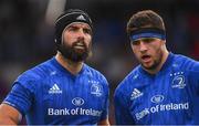 17 August 2018; Scott Fardy, left, and Josh Murphy of Leinster during the Bank of Ireland Pre-season Friendly match between Leinster and Newcastle Falcons at Energia Park in Dublin. Photo by Ramsey Cardy/Sportsfile