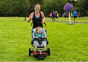 18 August 2018; parkrun participants Michelle O’Neill and her son Páidí, age 20 months, pictured at the Longford parkrun where Vhi hosted a special event to celebrate their partnership with parkrun Ireland. Vhi ambassador and Olympian David Gillick was on hand to lead the warm up for parkrun participants before completing the 5km free event. Parkrunners enjoyed refreshments post event at the Vhi Relaxation Area where a physiotherapist took participants through a post event stretching routine.   parkrun in partnership with Vhi support local communities in organising free, weekly, timed 5k runs every Saturday at 9.30am.To register for a parkrun near you visit www.parkrun.ie. Photo by Seb Daly/Sportsfile