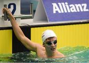 18 August 2018; Sean O'Riordan of Ireland after competing in the heats of the Men's 100m Freestyle S13 event during day six of the World Para Swimming Allianz European Championships at the Sport Ireland National Aquatic Centre in Blanchardstown, Dublin. Photo by David Fitzgerald/Sportsfile