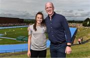18 August 2018; Aldi ambassador Paul O'Connell, right, and World U20 4x100m Silver Medallist Ciara Neville in attendance during day one of the Aldi Community Games August Festival at the University of Limerick in Limerick. Photo by Sam Barnes/Sportsfile