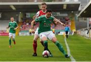 18 August 2018; Damien Delaney of Cork City in action against Ian Bermingham of St Partrick's Athletic during the SSE Airtricity League Premier Division match between Cork City and St Patrick's Athletic at Turner's Cross in Cork. Photo by John O'Brien/Sportsfile