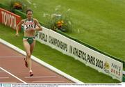 30 August 2003; Sonia O'Sullivan of Ireland comes down the finishing straight to finish last in the Women's 500m Final during the eight day's of competition at the 9th IAAF World Championships in Athletics at the Stade de France, Paris, France. Photo by Brendan Moran/Sportsfile