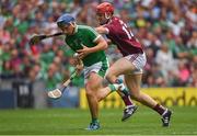 19 August 2018; Mike Casey of Limerick in action against Jonathan Glynn of Galway during the GAA Hurling All-Ireland Senior Championship Final match between Galway and Limerick at Croke Park in Dublin.  Photo by Piaras Ó Mídheach/Sportsfile