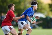 22 August 2018; Jack Barry of Leinster is tackled by Harry O'Riordan of Munster during the U18 Schools Interprovincial match between Leinster and Munster at the University of Limerick in Limerick. Photo by Matt Browne/Sportsfile