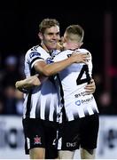 24 August 2018; Georgie Kelly of Dundalk, left, is congratulated by team-mate Seán Hoare after scoring his side's second goal during the Irish Daily Mail FAI Cup Second Round match between Dundalk and Finn Harps at Oriel Park, in Dundalk, Co Louth. Photo by Seb Daly/Sportsfile