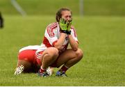 26 August 2018; Nicole Nugent of Derry dejected after the TG4 All-Ireland Junior Championship Semi Final match between Derry and Louth at Aghaloo O'Neills in Aughnacloy, Co. Tyrone. Photo by Oliver McVeigh/Sportsfile