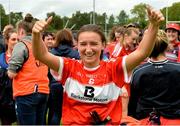 26 August 2018; Ceire Nolan of Louth celebrates after the TG4 All-Ireland Junior Championship Semi Final match between Derry and Louth at Aghaloo O'Neills in Aughnacloy, Co. Tyrone. Photo by Oliver McVeigh/Sportsfile