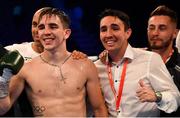 30 June 2018; Michael Conlan, left, brother Jamie Conlan, centre, and Ryan Burnett at the SSE Arena in Belfast. Photo by Ramsey Cardy/Sportsfile