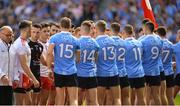 2 September 2018; The pre match handshake by both teams before the GAA Football All-Ireland Senior Championship Final match between Dublin and Tyrone at Croke Park in Dublin. Photo by Oliver McVeigh/Sportsfile