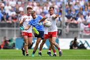 2 September 2018; Jonny Cooper of Dublin takes a quick free kick away from Tyrone players, Conor Meyler, Kieran McGeary and Connor McAliskey in the lead up to Dublin's first goal during the GAA Football All-Ireland Senior Championship Final match between Dublin and Tyrone at Croke Park in Dublin. Photo by Brendan Moran/Sportsfile