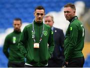 6 September 2018; Shaun Williams and Aiden O'Brien, right, of Republic of Ireland on the pitch prior to the UEFA Nations League match between Wales and Republic of Ireland at the Cardiff City Stadium in Cardiff, Wales. Photo by Stephen McCarthy/Sportsfile