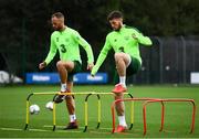 7 September 2018; Matt Doherty and David Meyler, left, during a Republic of Ireland training session at Dragon Park in Newport, Wales. Photo by Stephen McCarthy/Sportsfile