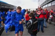 8 September 2018; Tadhg Furlong of Leinster signs an autograph for a Scarlets supporter prior to the Guinness PRO14 Round 2 match between Scarlets and Leinster at Parc y Scarlets in Llanelli, Wales. Photo by Stephen McCarthy/Sportsfile