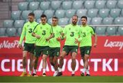 10 September 2018; Players, from left, Aiden O'Brien, Shaun Williams, Graham Burke, David Meyler and Enda Stevens during a Republic of Ireland training session at Municipal Stadium in Wroclaw, Poland. Photo by Stephen McCarthy/Sportsfile