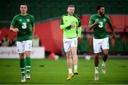 11 September 2018; Republic of Ireland players, from left, Ciaran Clark, Aiden O'Brien and Cyrus Christie warm up prior to the International Friendly match between Poland and Republic of Ireland at the Municipal Stadium in Wroclaw, Poland. Photo by Stephen McCarthy/Sportsfile