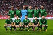 11 September 2018; The Republic of Ireland team, back row, from left to right, Callum Robinson, Cyrus Christie, Darren Randolph, Kevin Long, John Egan and Richard Keogh. Front row, from left to right, Shaun Williams, Callum O'Dowda, Jeff Hendrick, Enda Stevens and Aiden O'Brien prior to the International Friendly match between Poland and Republic of Ireland at the Municipal Stadium in Wroclaw, Poland. Photo by Stephen McCarthy/Sportsfile