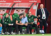 11 September 2018; Republic of Ireland manager Martin O'Neill, right, speaks with, from right to left, assistant coach Steve Walford, assistant manager Roy Keane and assistant coach Steve Guppy during the International Friendly match between Poland and Republic of Ireland at the Municipal Stadium in Wroclaw, Poland. Photo by Stephen McCarthy/Sportsfile