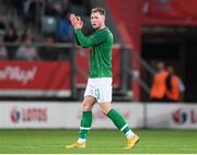 11 September 2018; Aiden O'Brien of Republic of Ireland acknowledges supporters as he leaves the field after being substituted during the International Friendly match between Poland and Republic of Ireland at the Municipal Stadium in Wroclaw, Poland. Photo by Stephen McCarthy/Sportsfile