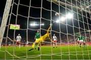 11 September 2018; Wojciech Szczesny of Poland is beaten by a header from Aiden O'Brien of Republic of Ireland (not pictured) during the International Friendly match between Poland and Republic of Ireland at the Municipal Stadium in Wroclaw, Poland. Photo by Stephen McCarthy/Sportsfile