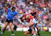 16 September 2018; Eimear Scally of Cork in action against Sinéad Goldrick, right, and Leah Caffrey of Dublin during the TG4 All-Ireland Ladies Football Senior Championship Final match between Cork and Dublin at Croke Park, Dublin. Photo by Sam Barnes/Sportsfile