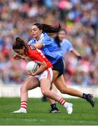 16 September 2018; Eimear Scally of Cork in action against Sinéad Goldrick of Dublin during the TG4 All-Ireland Ladies Football Senior Championship Final match between Cork and Dublin at Croke Park, Dublin. Photo by Sam Barnes/Sportsfile