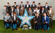 29 September 2018; Former Tyrone footballer and Electric Ireland Minor Star Awards judge Sean Cavanagh, Pat O’Doherty, ESB Chief Executive and Marguerite Sayers, ESB Executive Director Customer Solutions, centre, alongside the The Electric Ireland Minor Football Team of the Year, backrow from left, Matthew Cooley of Corofin, Galway, Aaron Mulligan of Latton, Monaghan, Tiarnan Woods of Drumsurn, Derry, Mark Lavin of Lucan Sarsfields, Dublin, Darragh Rahilly of Rathmore, Kerry, Owen Fitzgerald of Gneeveguilla, Kerry, Ronan Grimes of Killanny, Monaghan; middle row from left, Conor Raftery of Northern Gaels, Galway, Colm Moriarty of Annascaul, Kerry, John Ball of Clane, Kildare, Eoin Darcy of Tinahely, Wicklow, Tony Gill of Corofin, Galway; front row from left, Luke Mitchell of Dunshaughlin, Meath, Electric Ireland Minor Footballer of the Year 2018, Paul Walsh of Brosna, Kerry, Electric Ireland Special Merit Award Winner, Mattie Murphy, and Mathew Costello of Dunshaughlin, Meath, at the 2018 Electric Ireland Minor Star Awards. The Hurling and Football Team of the Year was selected by an expert panel of GAA legends including Ollie Canning, Sean Cavanagh, Michael Fennelly and Daniel Goulding. Sponsors of the GAA Minor Championships, Electric Ireland today recognised the talent and dedication of 15 Minor football players, and 15 Minor hurling players at the second annual Electric Ireland Minor Star Awards at Croke Park. #GAAThisIsMajor Photo by Sam Barnes/Sportsfile
