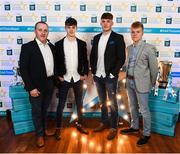 29 September 2018; Tipperary hurlers, from left, Seán Phelan of Nenagh Eire OG, Conor Whelan of CJ Kickhams, and James Devaney of Borris-Ileigh, with Joe Bracken on their arrival at the 2018 Electric Ireland Minor Star Awards. The Hurling/Football Team of the Year was selected by an expert panel of GAA legends including Ollie Canning, Sean Cavanagh, Michael Fennelly and Daniel Goulding. Sponsors of the GAA Minor Championships, Electric Ireland today recognised the talent and dedication of 15 Minor football players, and 15 Minor hurling players at the second annual Electric Ireland Minor Star Awards at Croke Park. #GAAThisIsMajor Photo by Stephen McCarthy/Sportsfile