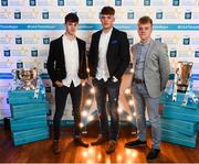 29 September 2018; Tipperary hurlers, from left, Seán Phelan of Nenagh Eire OG, Conor Whelan of CJ Kickhams, and James Devaney of Borris-Ileigh, on their arrival at the 2018 Electric Ireland Minor Star Awards. The Hurling/Football Team of the Year was selected by an expert panel of GAA legends including Ollie Canning, Sean Cavanagh, Michael Fennelly and Daniel Goulding. Sponsors of the GAA Minor Championships, Electric Ireland today recognised the talent and dedication of 15 Minor football players, and 15 Minor hurling players at the second annual Electric Ireland Minor Star Awards at Croke Park. #GAAThisIsMajor Photo by Stephen McCarthy/Sportsfile