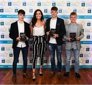 29 September 2018; Tipperary hurlers, from left, Seán Phelan of Nenagh Eire OG, Conor Whelan of CJ Kickhams, and James Devaney of Borris-Ileigh, and Lauren Guilfoyle at the 2018 Electric Ireland Minor Star Awards. The Hurling/Football Team of the Year was selected by an expert panel of GAA legends including Ollie Canning, Sean Cavanagh, Michael Fennelly and Daniel Goulding. Sponsors of the GAA Minor Championships, Electric Ireland today recognised the talent and dedication of 15 Minor football players, and 15 Minor hurling players at the second annual Electric Ireland Minor Star Awards at Croke Park. #GAAThisIsMajor Photo by Stephen McCarthy/Sportsfile