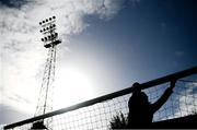 30 September 2018; A groundsman prepares the goals prior to the Irish Daily Mail FAI Cup Semi-Final match between Bohemians and Cork City at Dalymount Park in Dublin. Photo by Stephen McCarthy/Sportsfile