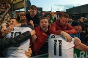 30 September 2018; Bohemians supporters and players celebrate after Dinny Corcoran scored their goal during the Irish Daily Mail FAI Cup Semi-Final match between Bohemians and Cork City at Dalymount Park in Dublin. Photo by Stephen McCarthy/Sportsfile