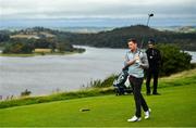 2 October 2018; Monaghan footballer Conor McManus tees off the 1st hole during the pro-am event at Concra Wood in Castleblayney, Co. Monaghan, ahead of the Monaghan Irish Challenge event which runs from the 4th to the 7th October. Tickets are available via Eventbrite. Photo by Ramsey Cardy/Sportsfile