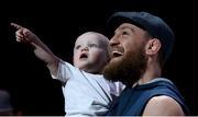 3 October 2018; Conor McGregor and his son Conor Junior during open workouts at the Park Theater ahead of UFC 229 in Las Vegas, Nevada, United States. Photo by Stephen McCarthy/Sportsfile