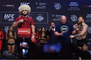 5 October 2018; Khabib Nurmagomedov weighs in, while Conor McGregor is restrained by UFC President Dana White prior to UFC 229 at T-Mobile Arena in Las Vegas, Nevada, United States. Photo by Stephen McCarthy/Sportsfile