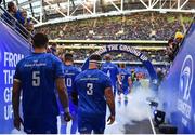 6 October 2018; Leinster players James Ryan, 5, and Michael Bent, 3, make their way to the field prior to the Guinness PRO14 Round 6 match between Leinster and Munster at the Aviva Stadium in Dublin. Photo by Seb Daly/Sportsfile