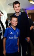 6 October 2018; Jonathan Sexton of Leinster with a young supporter in the Blue Room prior to the Guinness PRO14 Round 6 match between Leinster and Munster at Aviva Stadium, Dublin. Photo by Seb Daly/Sportsfile
