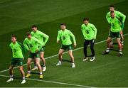 9 October 2018; Republic of Ireland players, from left, Jeff Hendrick, Aiden O'Brien, Alan Browne, Sean Maguire, Harry Arter, Richard Keogh and Darragh Lenihan during a Republic of Ireland training session at the Aviva Stadium in Dublin. Photo by Seb Daly/Sportsfile