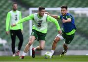 9 October 2018; Darragh Lenihan and Scott Hogan, right, during a Republic of Ireland training session at the Aviva Stadium in Dublin. Photo by Stephen McCarthy/Sportsfile